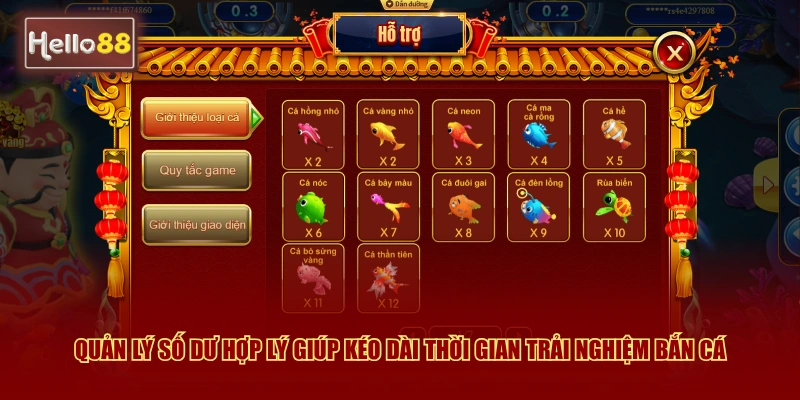 Quản lý số dư hợp lý giúp kéo dài thời gian trải nghiệm bắn cá